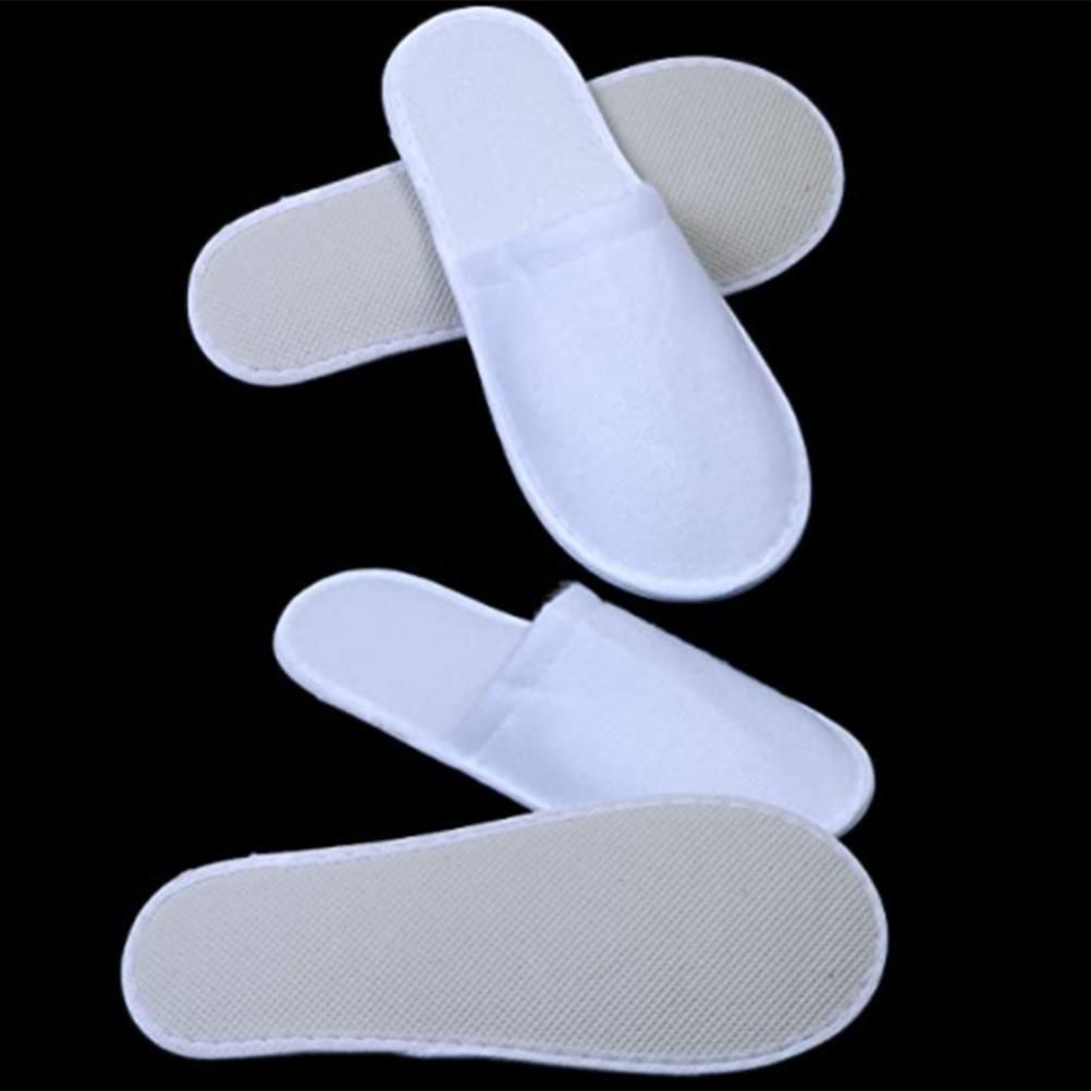 1 Pair Fleece Slippers Portable Washable One Time Non Slip Thick Home Slippers for Family Spa Guests Hotels Travel