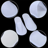 1 Pair Fleece Slippers Portable Washable One Time Non Slip Thick Home Slippers for Family Spa Guests Hotels Travel - Close-Up Angle