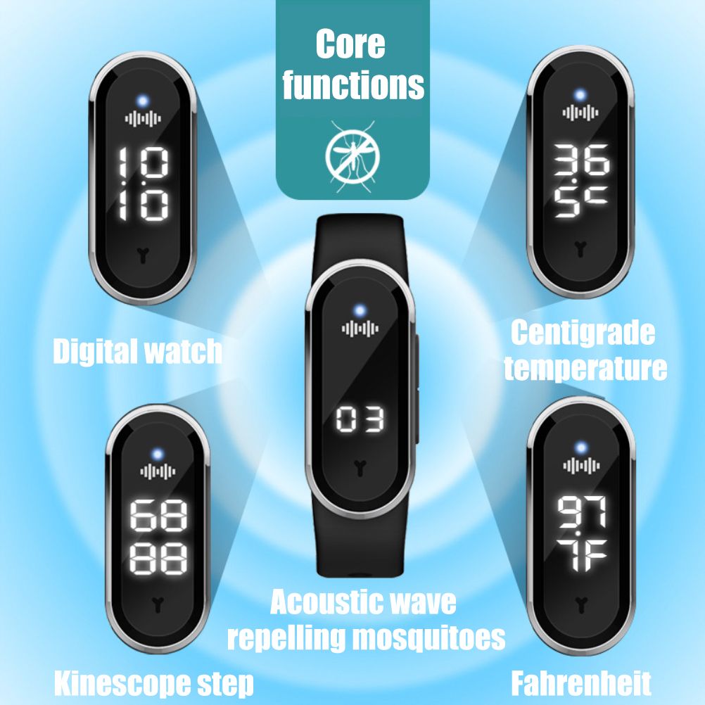 Mosquito Repellent Watch Ultrasonic Mosquito Repellent Bracelet Rechargeable Anti Mosquito Repeller Wristband