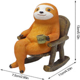 Animal Figurine Sloth on Rocking Chair Resin Miniature Ornament Flower Pot Desktop Garden Home Decoration Resin Crafts - Front View