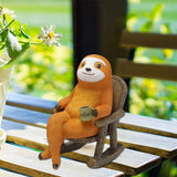Animal Figurine Sloth on Rocking Chair Resin Miniature Ornament Flower Pot Desktop Garden Home Decoration Resin Crafts - Side View