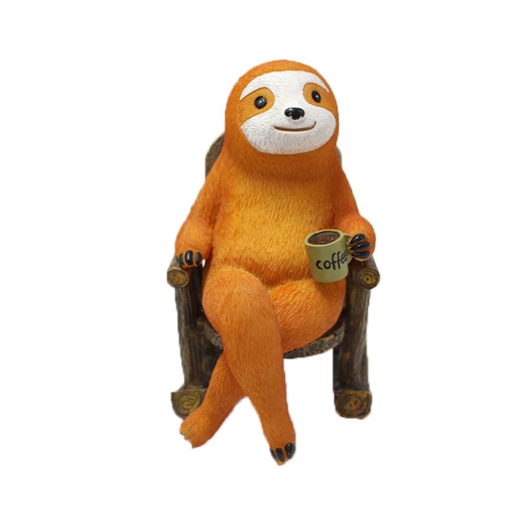 Animal Figurine Sloth on Rocking Chair Resin Miniature Ornament Flower Pot Desktop Garden Home Decoration Resin Crafts