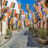 Rainbow Flag LGBT Pride String Flag Hanging Gay Lesbian Banners Bunting Flags Small Rainbow Flag Parade Festival Party Decorations - Top-Down View