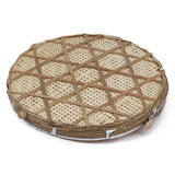 Covered Bamboo Serving Food Tent Basket Hand Woven Round Food Basket with Mesh Cover