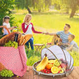 Covered Bamboo Serving Food Tent Basket Hand Woven Round Food Basket with Mesh Cover - Extra Image