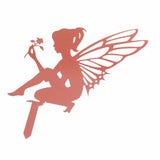 Decorative Garden Stakes Fairy Silhouette Metal Yard Stakes Arts Outdoor Garden Decor Spring Decor - Side View
