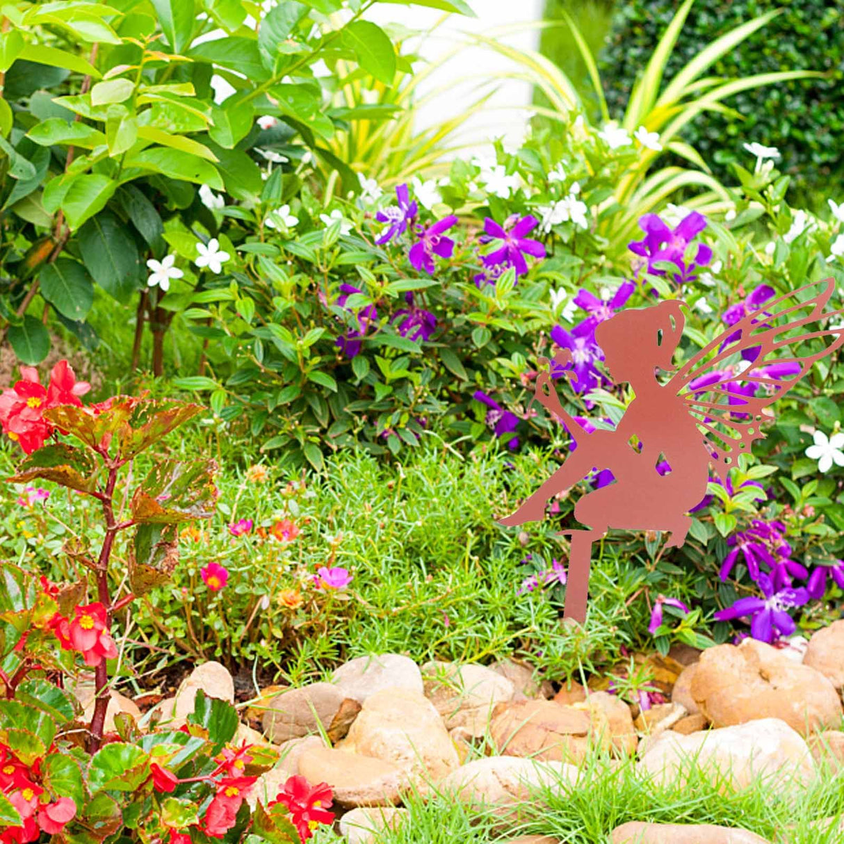 Decorative Garden Stakes Fairy Silhouette Metal Yard Stakes Arts Outdoor Garden Decor Spring Decor