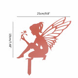 Decorative Garden Stakes Fairy Silhouette Metal Yard Stakes Arts Outdoor Garden Decor Spring Decor
