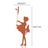 Decorative Garden Stakes Fairy Silhouette Metal Yard Stakes Arts Outdoor Garden Decor Spring Decor - Front View
