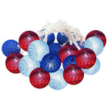 4th of July Decoration Lights 3 Meter 20 LED Independence Day String Lights with Red White Blue Balls Patriotic Patio Light for Patio Party Holiday Decor - Side View