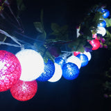 4th of July Decoration Lights 3 Meter 20 LED Independence Day String Lights with Red White Blue Balls Patriotic Patio Light for Patio Party Holiday Decor