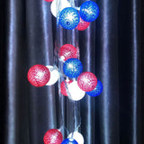 4th of July Decoration Lights 3 Meter 20 LED Independence Day String Lights with Red White Blue Balls Patriotic Patio Light for Patio Party Holiday Decor