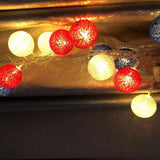4th of July Decoration Lights 3 Meter 20 LED Independence Day String Lights with Red White Blue Balls Patriotic Patio Light for Patio Party Holiday Decor