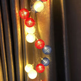 4th of July Decoration Lights 3 Meter 20 LED Independence Day String Lights with Red White Blue Balls Patriotic Patio Light for Patio Party Holiday Decor