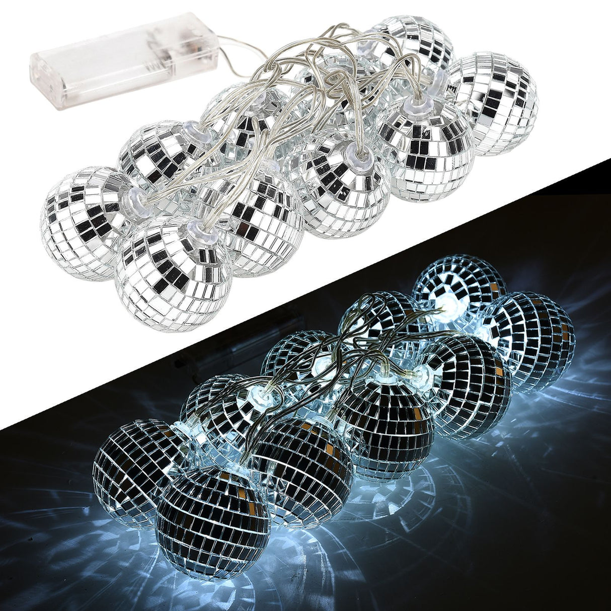 1.8m 10 Lights 5cm Golden Sphere Warm Light Mirror Light String Christmas Lights String Christmas Tree Decoration