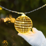 1.8m 10 Lights 5cm Golden Sphere Warm Light Mirror Light String Christmas Lights String Christmas Tree Decoration