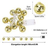 1.8m 10 Lights 5cm Golden Sphere Warm Light Mirror Light String Christmas Lights String Christmas Tree Decoration
