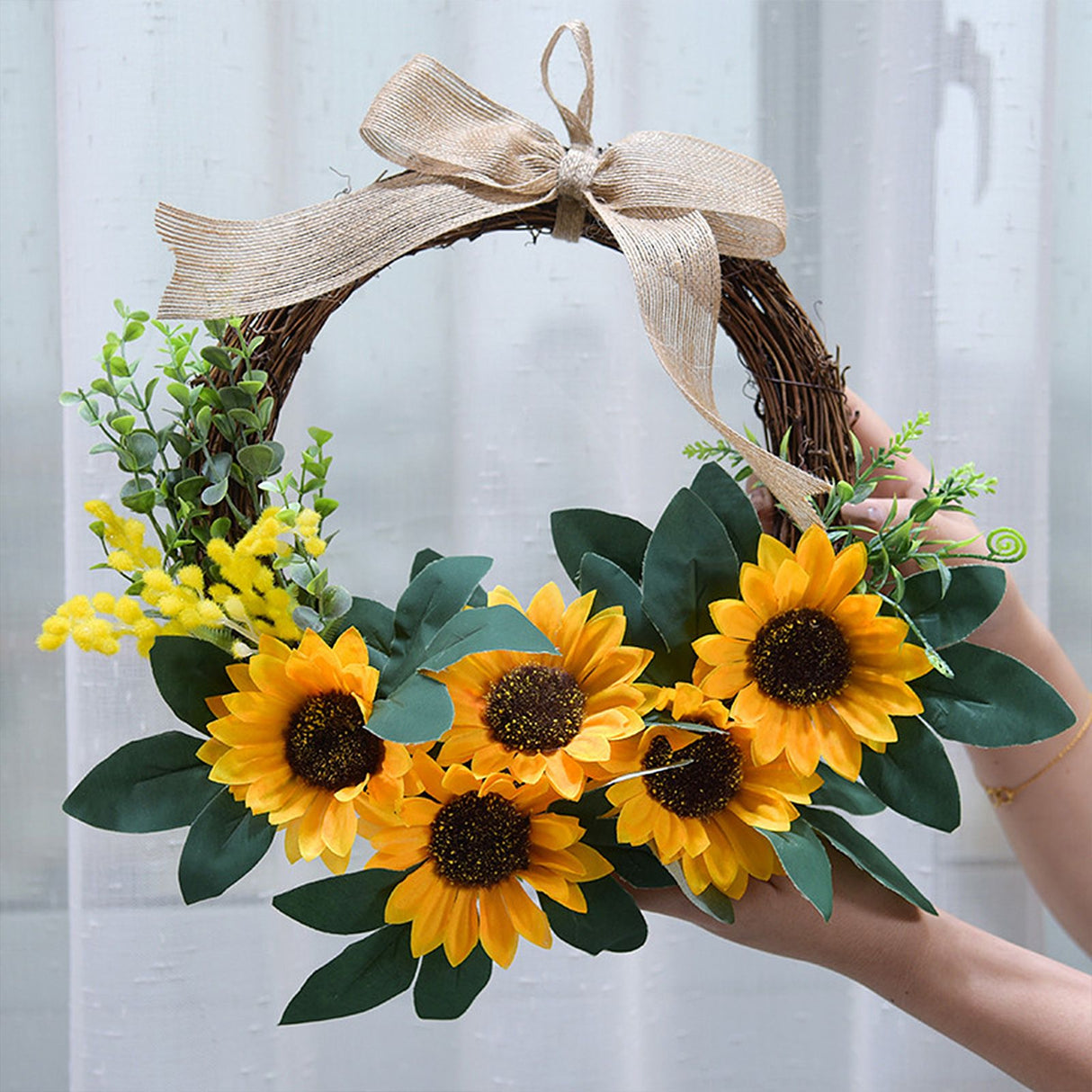 Simulation Sunflower Wreath Home Wedding Decoration Rattan Artificial Wreath