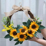 Simulation Sunflower Wreath Home Wedding Decoration Rattan Artificial Wreath - Close-Up Angle
