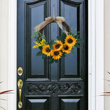 Simulation Sunflower Wreath Home Wedding Decoration Rattan Artificial Wreath - Low Angle