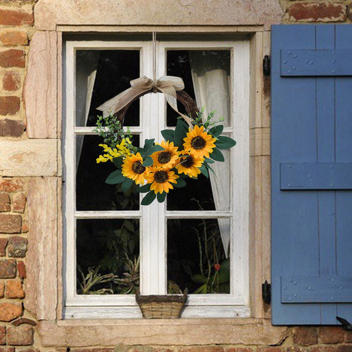 Simulation Sunflower Wreath Home Wedding Decoration Rattan Artificial Wreath