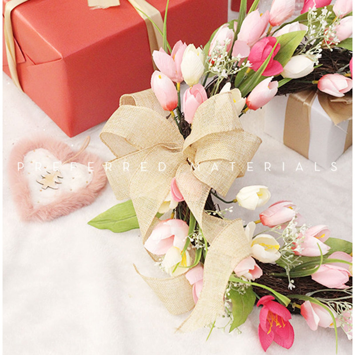 Tulip Wreath Tulip Decorative Wreath Artificial Tulip Wreath Decorative Flower Wreath
