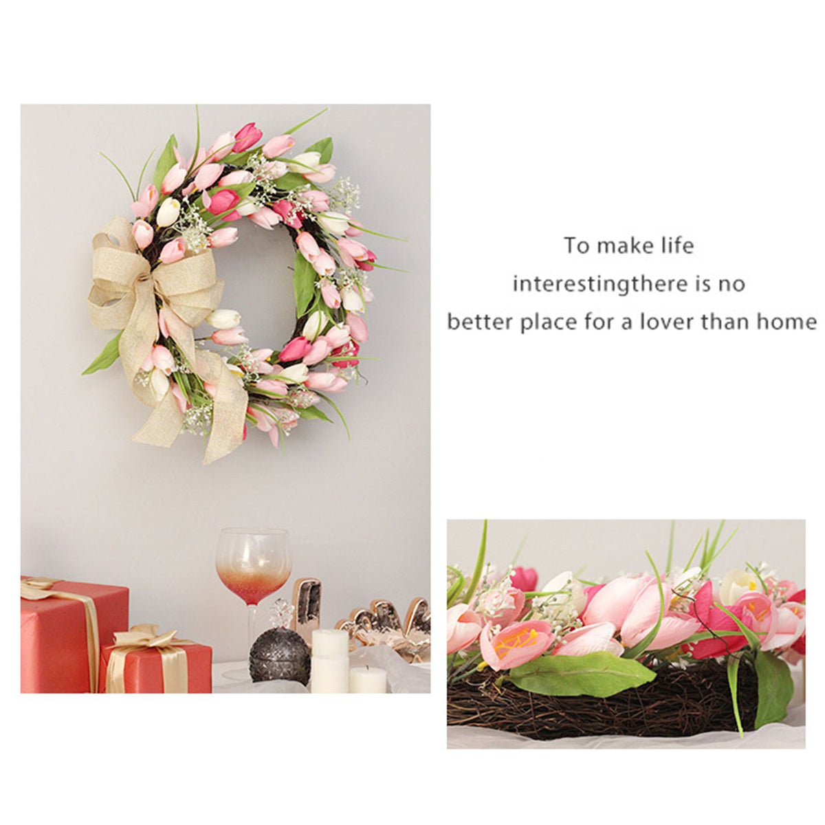 Tulip Wreath Tulip Decorative Wreath Artificial Tulip Wreath Decorative Flower Wreath