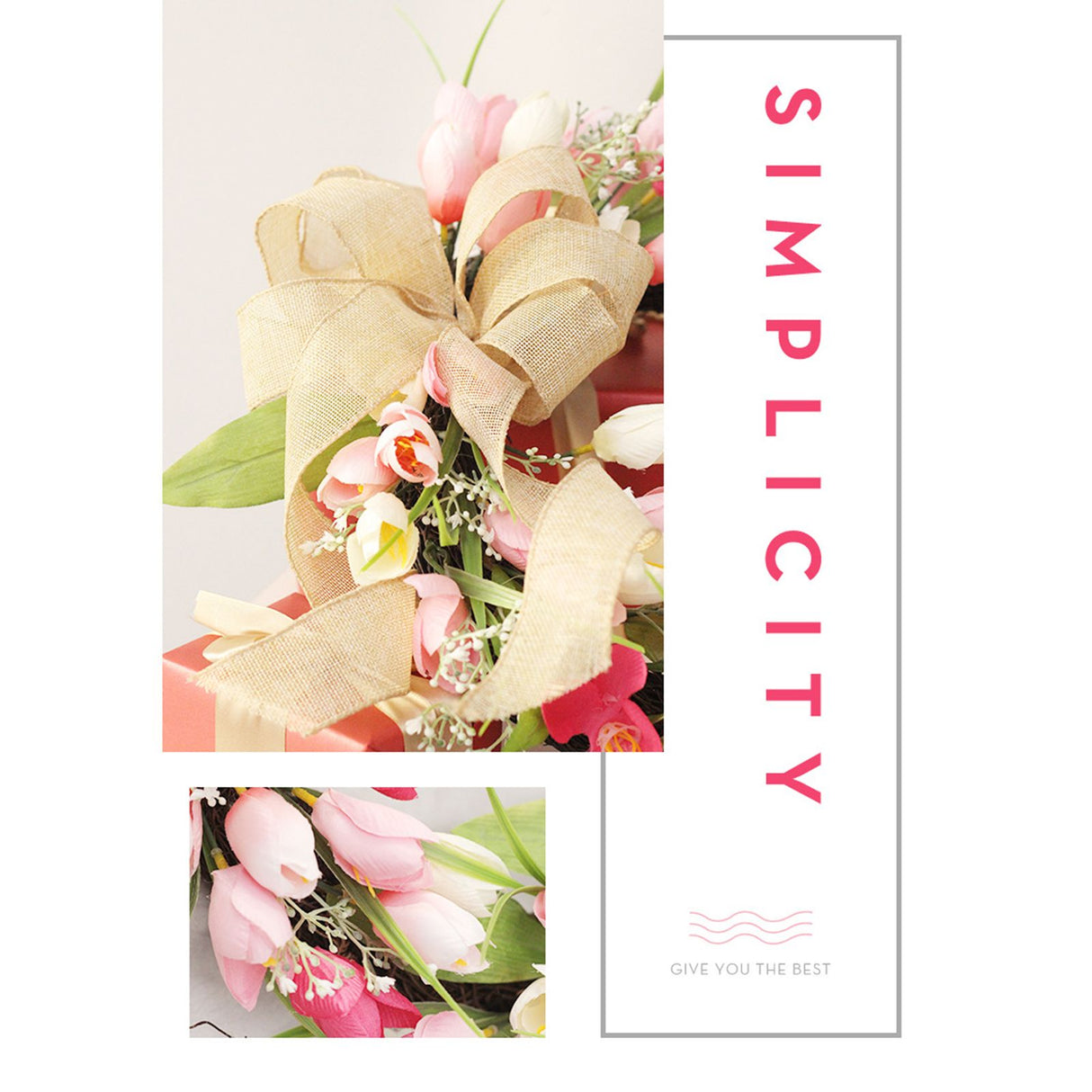 Tulip Wreath Tulip Decorative Wreath Artificial Tulip Wreath Decorative Flower Wreath