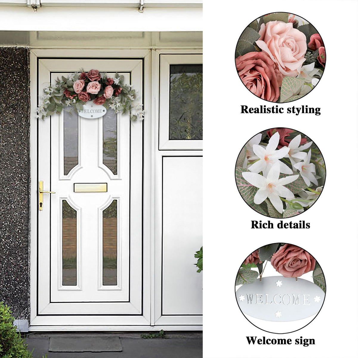 Artificial Flower Decoration Artificial Rose Flower Wreath Door Threshold Home Wedding Party Wall Decor