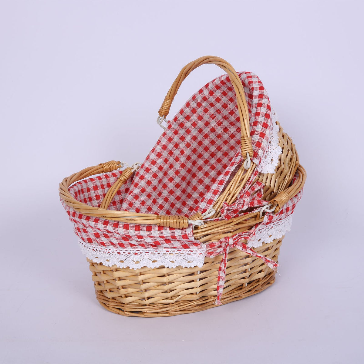 Wicker Picnic Basket Willow Woven Hand Basket Rustic Picnic Activities Handle Basket