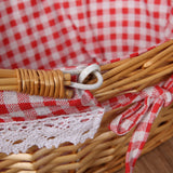 Wicker Picnic Basket Willow Woven Hand Basket Rustic Picnic Activities Handle Basket - Low Angle