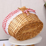 Wicker Picnic Basket Willow Woven Hand Basket Rustic Picnic Activities Handle Basket - Extra Image