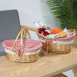 Wicker Picnic Basket Willow Woven Hand Basket Rustic Picnic Activities Handle Basket