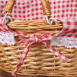 Woven Basket Folding Handle Portable Eco Friendly Rattan Picnic Basket for Bathroom Gift - Side View