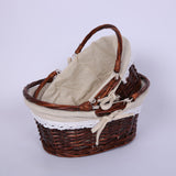 Woven Basket Folding Handle Portable Eco Friendly Rattan Picnic Basket for Bathroom Gift