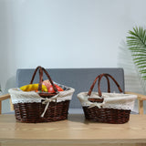 Woven Basket Folding Handle Portable Eco Friendly Rattan Picnic Basket for Bathroom Gift