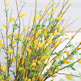 Artificial Flower Branch Simulation Bendable Decorative Fake Camellia Flowers for Arrangements Craft Projects Yellow - Top-Down View