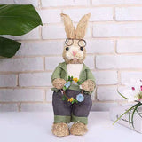 Artificial Simulated Straw Bunny Cute Easter Straw Rabbit Figurines Easter Bunny Props Home Decoration - Front View