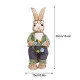Artificial Simulated Straw Bunny Cute Easter Straw Rabbit Figurines Easter Bunny Props Home Decoration - Side View