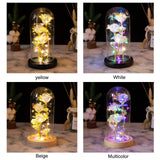 LED Rose Light Rose in Glass on Wooden Base Artificial Rose Flower Light Preserved Rose with LED Light - Extra Image