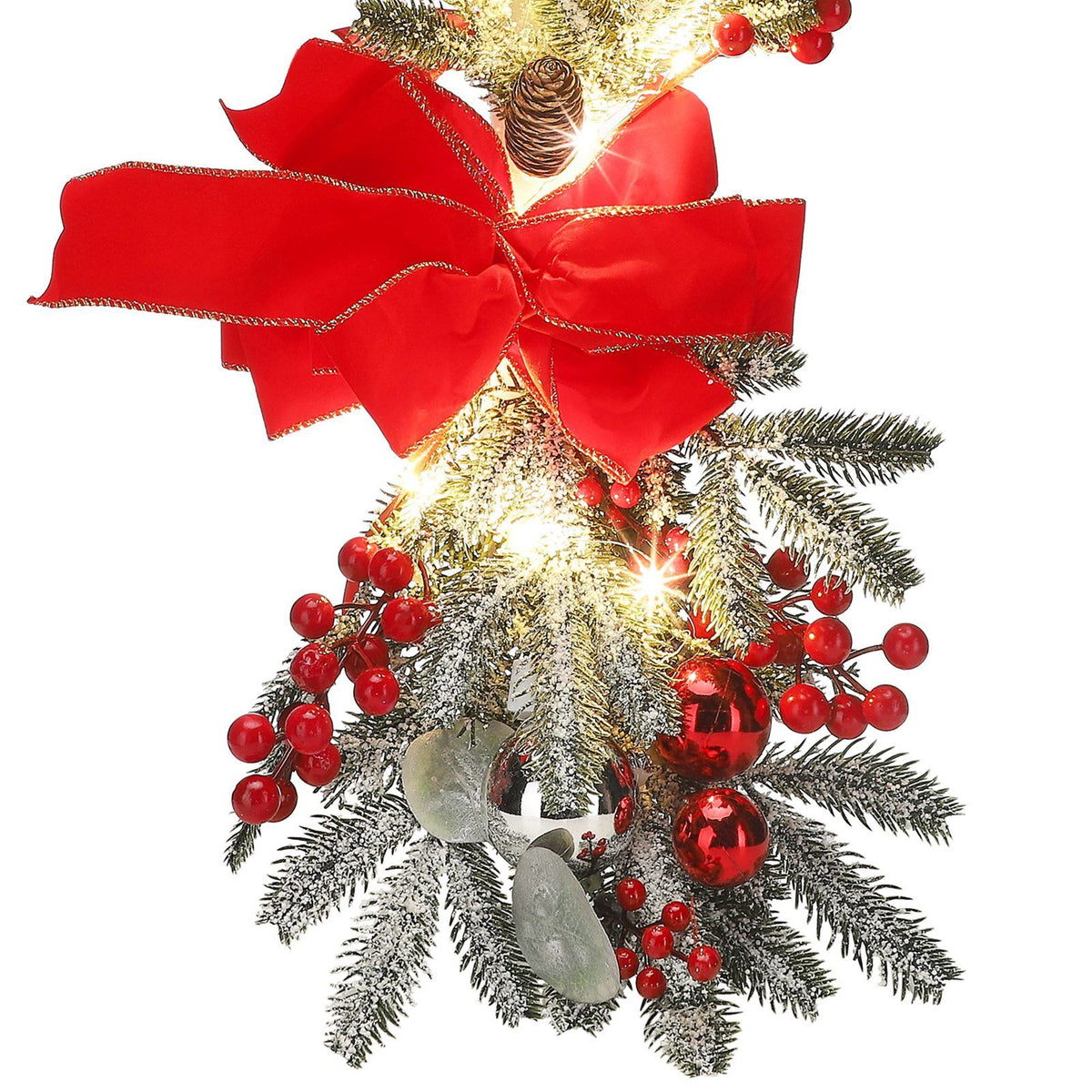 Artificial Christmas Swag Beautiful Exquisite Fade Resistant Christmas Teardrop Swag for Front Door Wall Living Room Kitchen Store Garden
