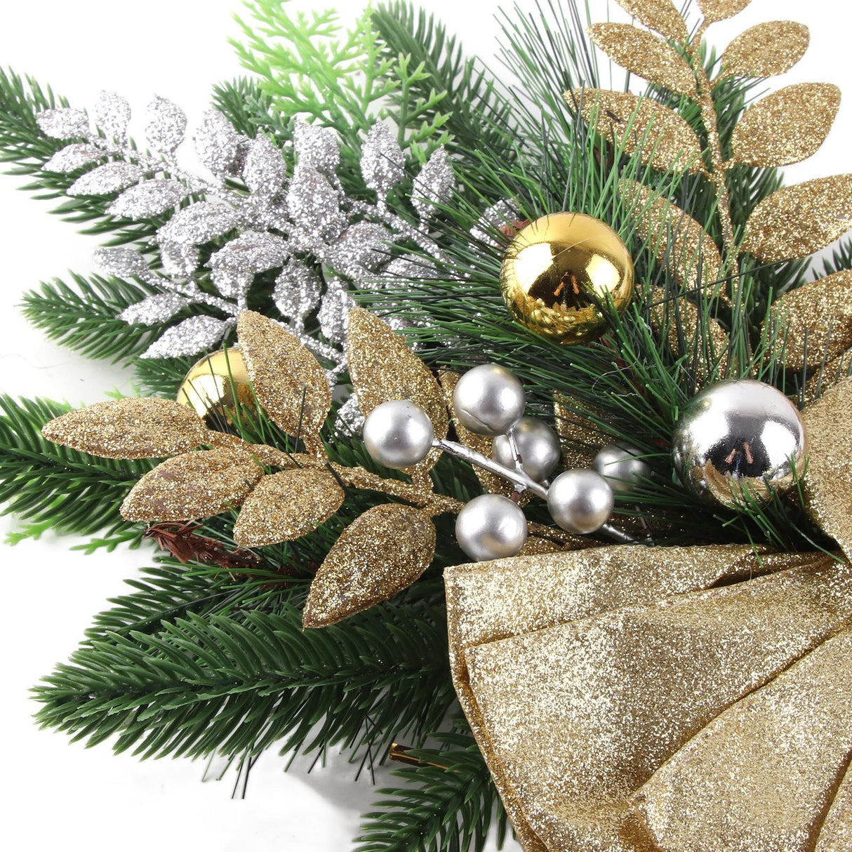 Artificial Christmas Swag Beautiful Exquisite Fade Resistant Christmas Teardrop Swag for Front Door Wall Living Room Kitchen Store Garden