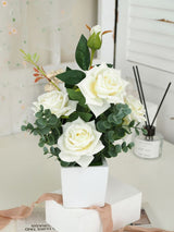 Rose Potted Plant Simulation Flowers Ceramic Small Bonsai Artificial Rose Potted - Low Angle
