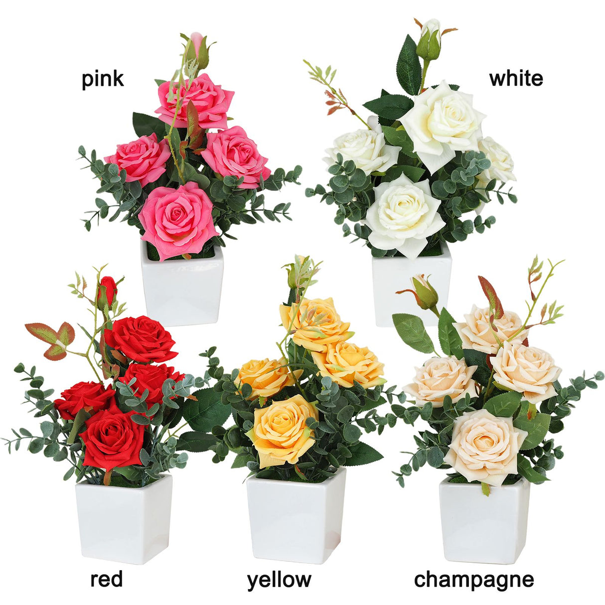 Rose Potted Plant Simulation Flowers Ceramic Small Bonsai Artificial Rose Potted