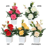 Rose Potted Plant Simulation Flowers Ceramic Small Bonsai Artificial Rose Potted
