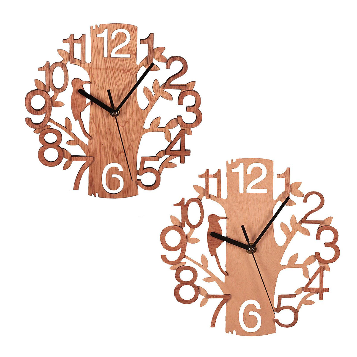 Wooden Wall Clock 8.7in Diameter White Double Layer Ultra Quiet Silent Wall Clock