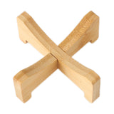Plant Stand Bamboo Flower Pot Tray Cross Shaped Multifunction for Pet Home Kitchen 17.5x5cm - Front View