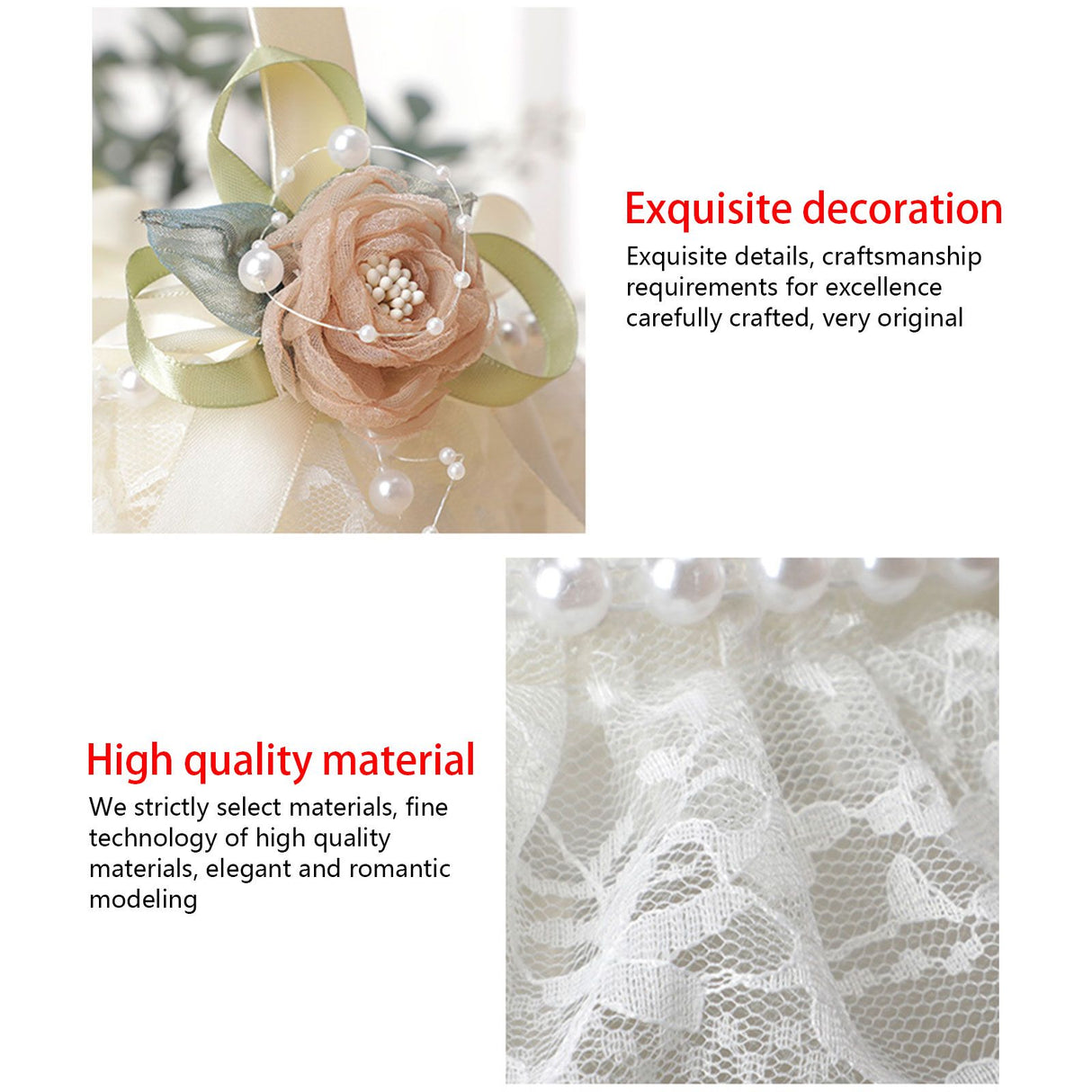 Wedding Basket Lace Simulation Flowers Handheld Flower Basket Decorative Flower Girl Basket for Wedding Party