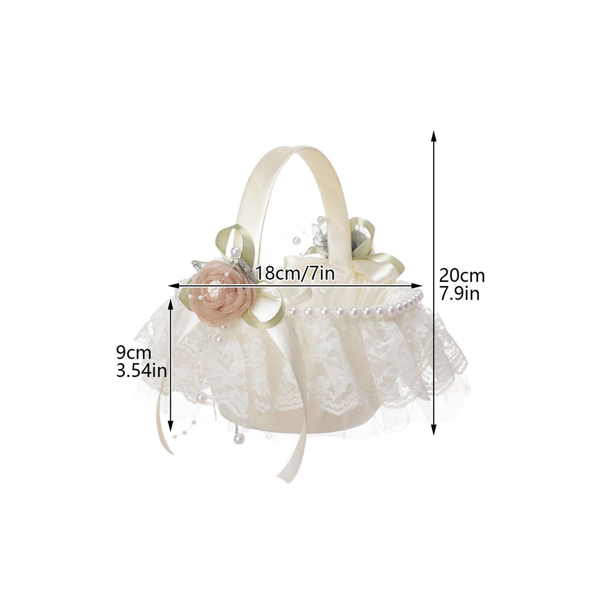 Wedding Basket Lace Simulation Flowers Handheld Flower Basket Decorative Flower Girl Basket for Wedding Party