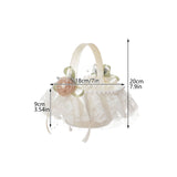 Wedding Basket Lace Simulation Flowers Handheld Flower Basket Decorative Flower Girl Basket for Wedding Party